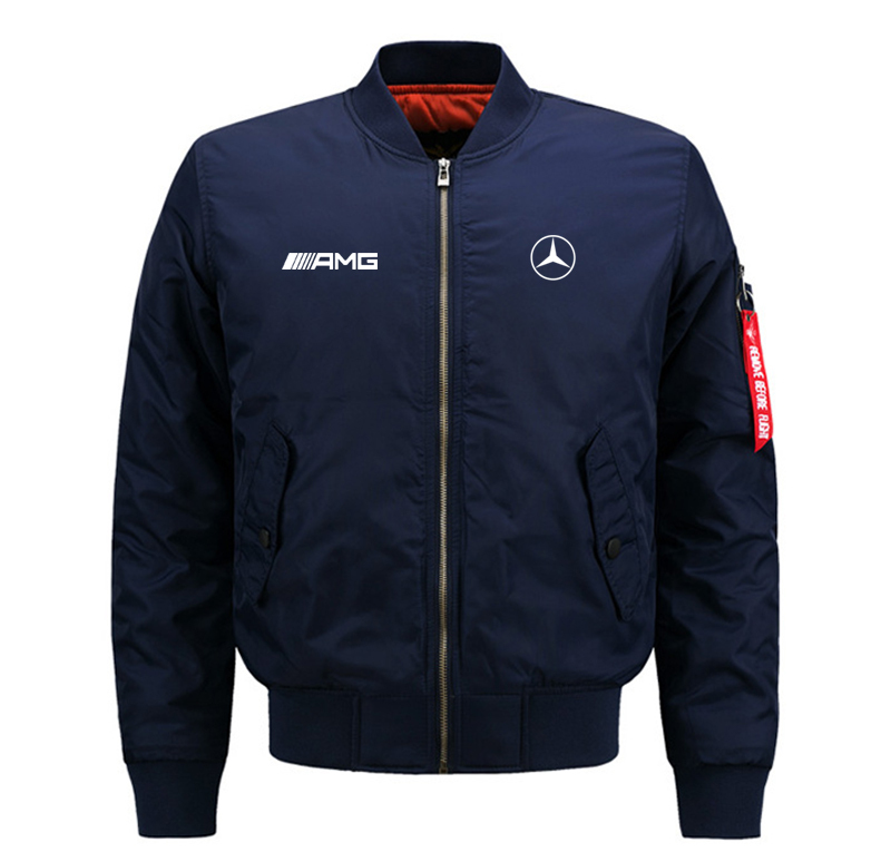 Mercedes-Benz Outwear Autum New Men's Heavy Motorcycle American Bomber Jacket Fleece-Lined Stand-Up Collar Outer Overalls