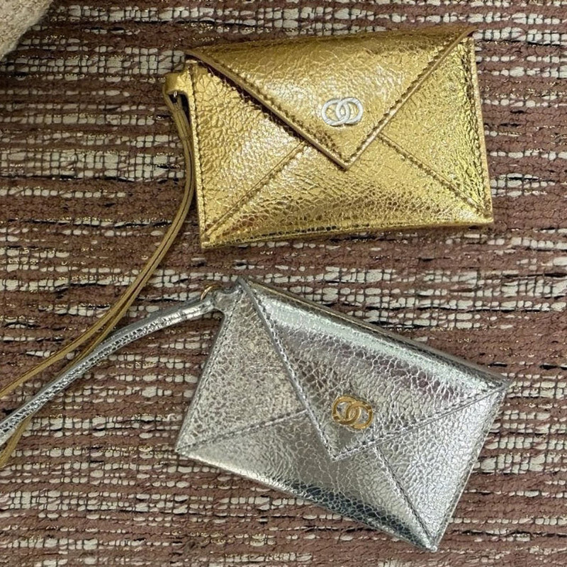 26C Camellia Flower Bag Pendant, Neck Bag, Mini Small Bag, Gold and Silver Small Bag