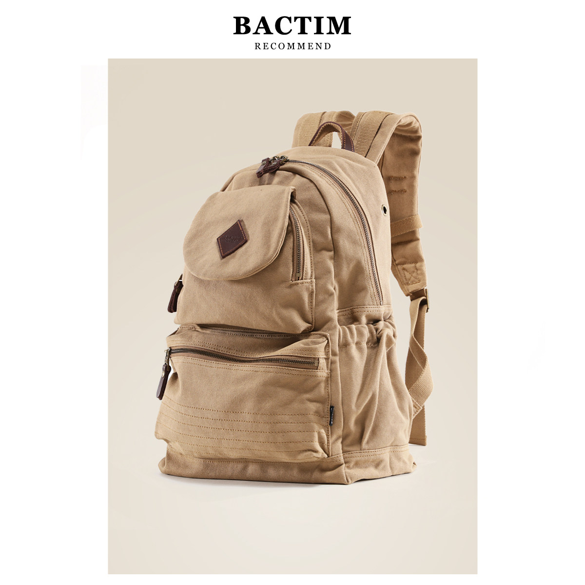 Backpack men's computer backpack Tide canvas bag Large capacity travel mountaineering bag University junior high school student school bag Business