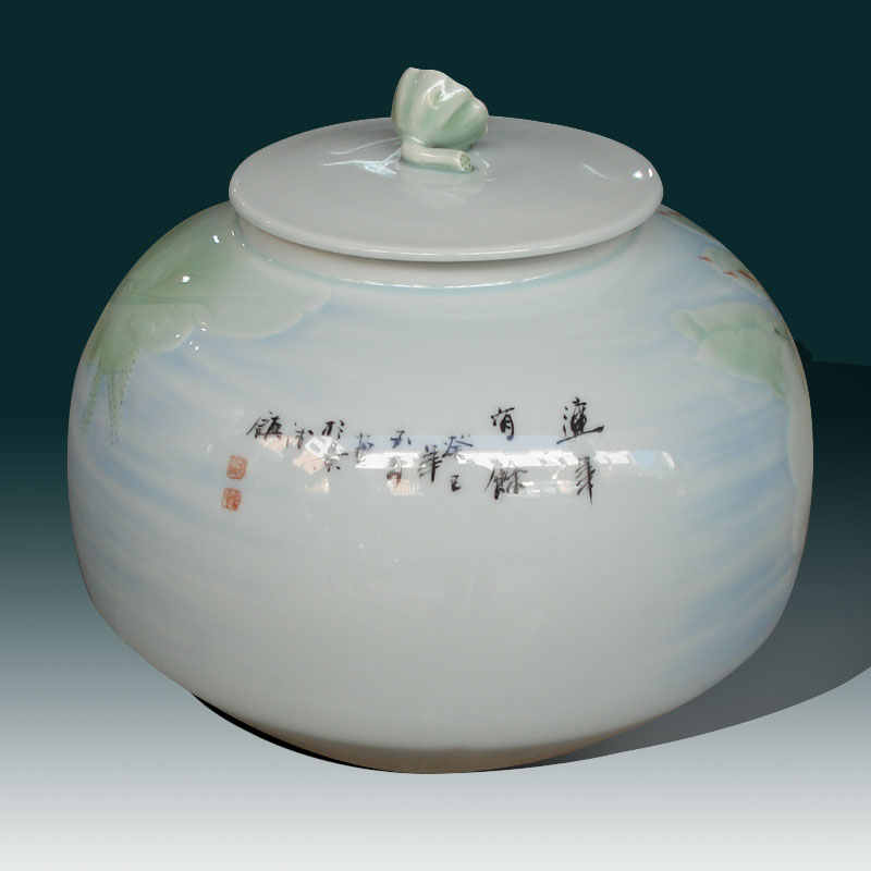 Jingdezhen high - grade hand - made caddy fixings large tea jars of fashion beautiful porcelain rice storage tanks