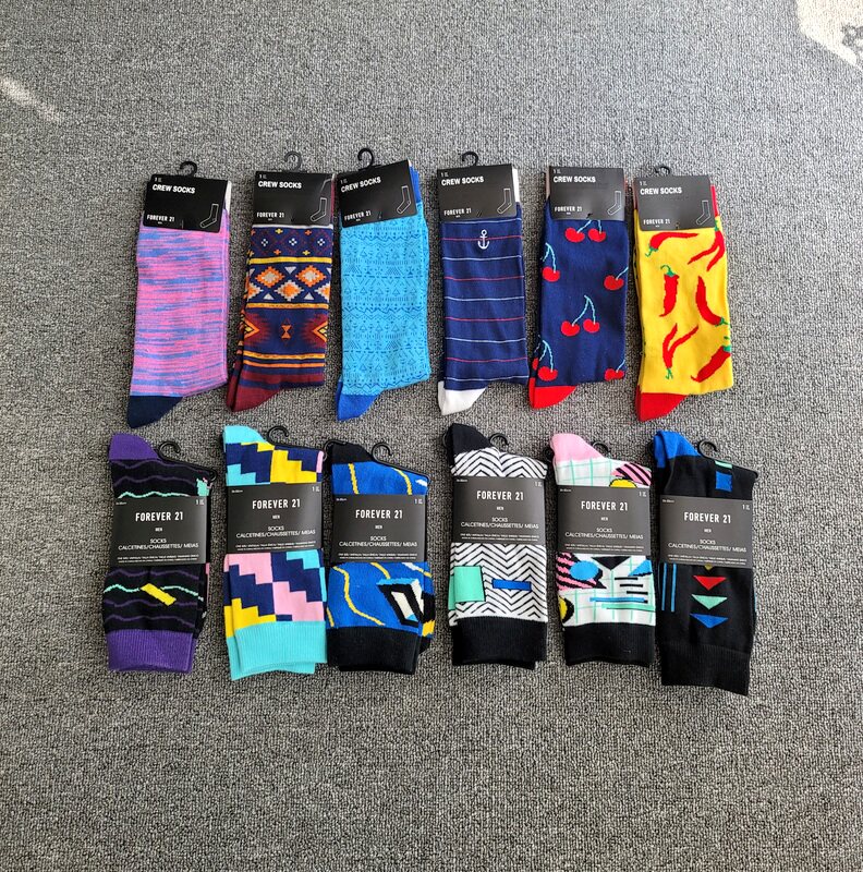 European and American fashion Trend collocation Color street Sweat-absorbing and breathable Men's socks Sports socks Mid-tube socks