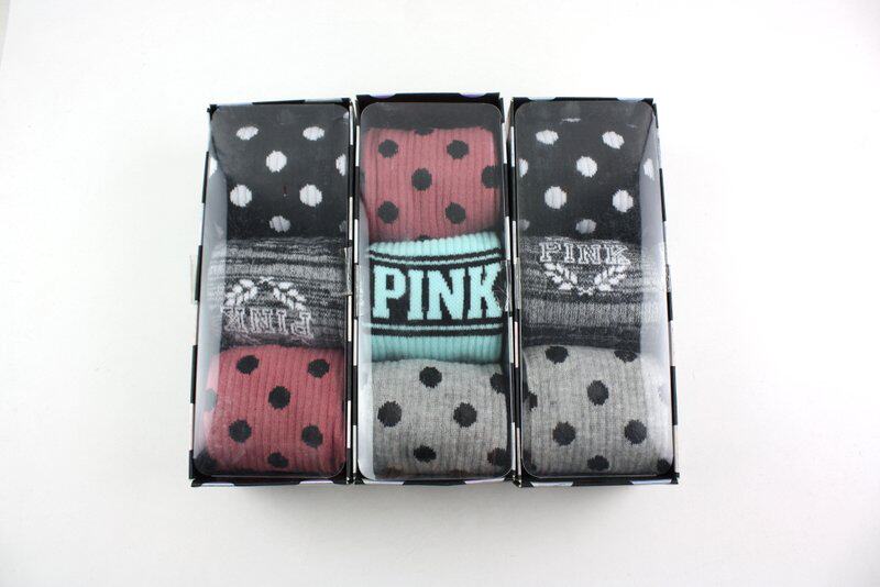 American P family classic logo wave point retro casual all-match comfortable breathable boxed mid-length women's socks 3 pairs