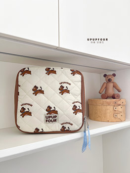 Upupfour happy dog korean designer original cartoon pure cotton quilting storage bag makeup bag