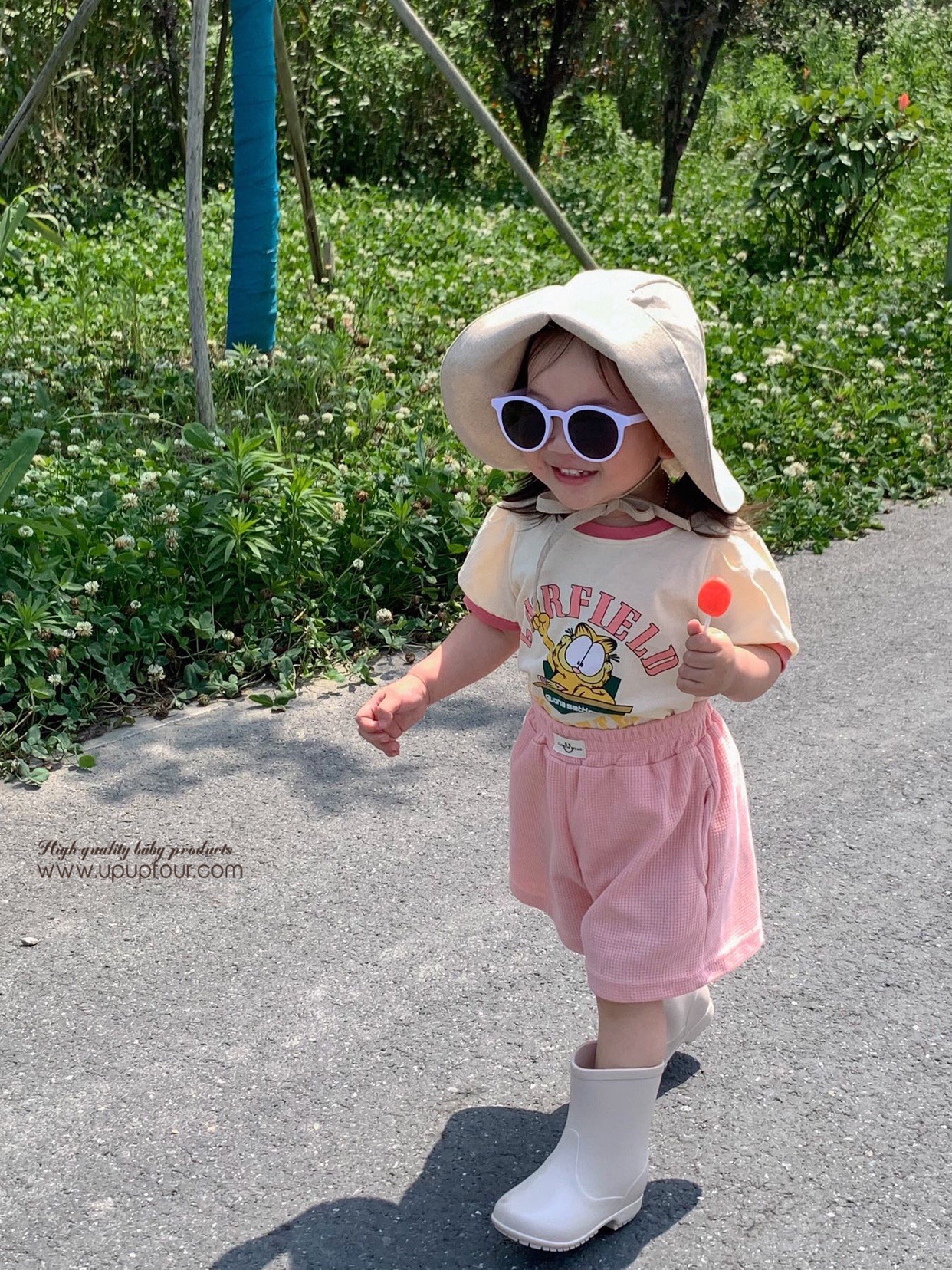 UpupFour exports quality Europe and America in summer baby boys and girls baby shade cap net red sun protection cap