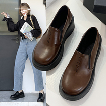 Small leather shoes womens autumn and winter wild thick-soled shoes 2021 new wild retro British style Japanese jk uniform shoes
