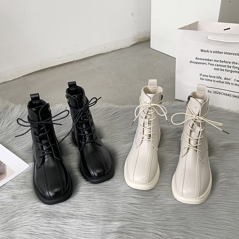 White Martin boots female foot small 2021 new versatile British style web celebrity thin thin boots autumn and winter plus short boots with velvet