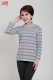 Cô Qiuyi Áo dài tay Nữ trung niên Cô Cotton Cotton Áo thun sọc ngang Áo sơ mi đơn giản trung niên áo kiểu u50