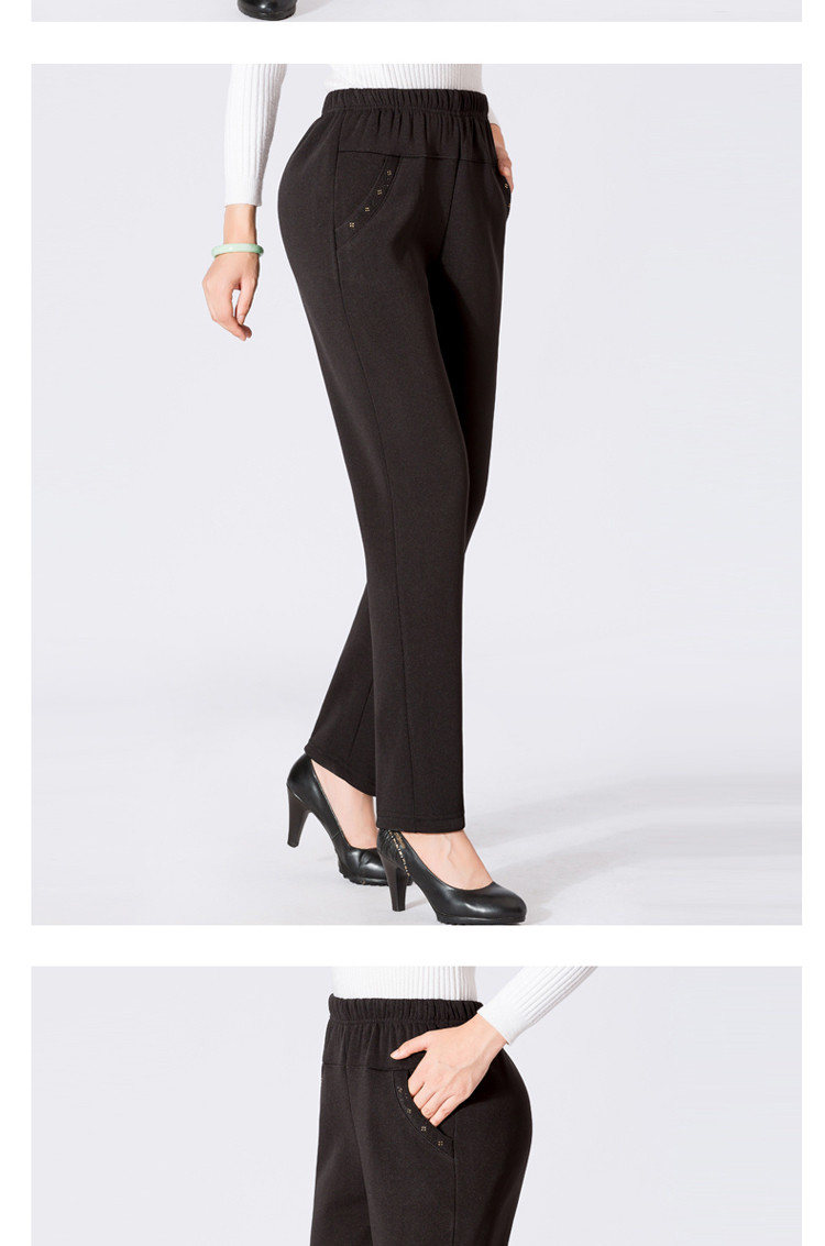 Quần nữ trung niên mùa đông quần thun nữ cao eo cao cộng với quần legging nhung dày cho nữ trung niên mặc quần quần short thun nữ