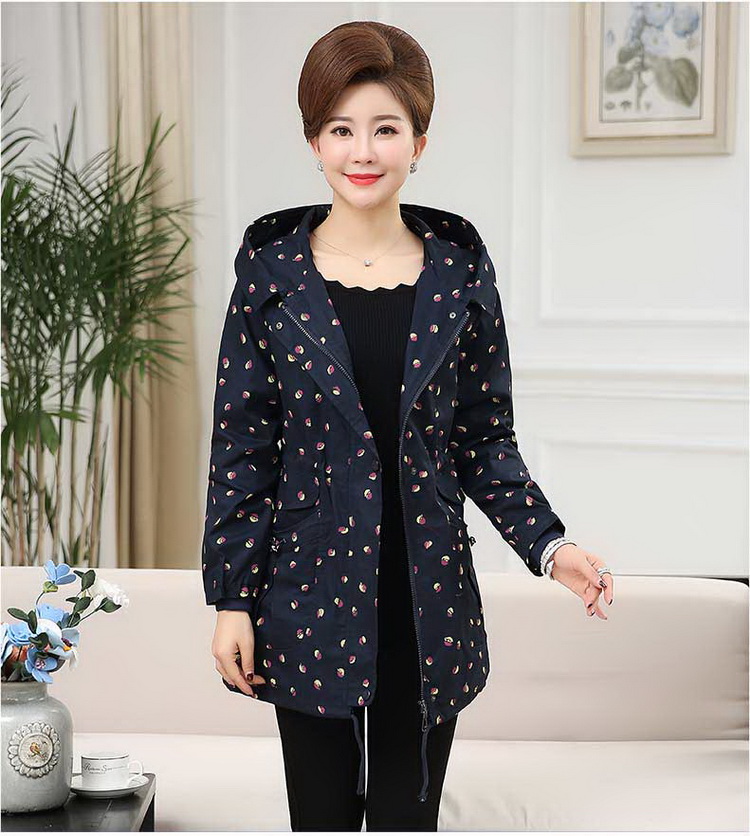 Mẹ mùa xuân và mùa thu Mặc áo khoác Hàn Quốc Áo khoác nữ Trung niên Quần áo ngoài 40-50 năm trùm đầu mỏng Áo gió ngắn áo khoác len cardigan nữ