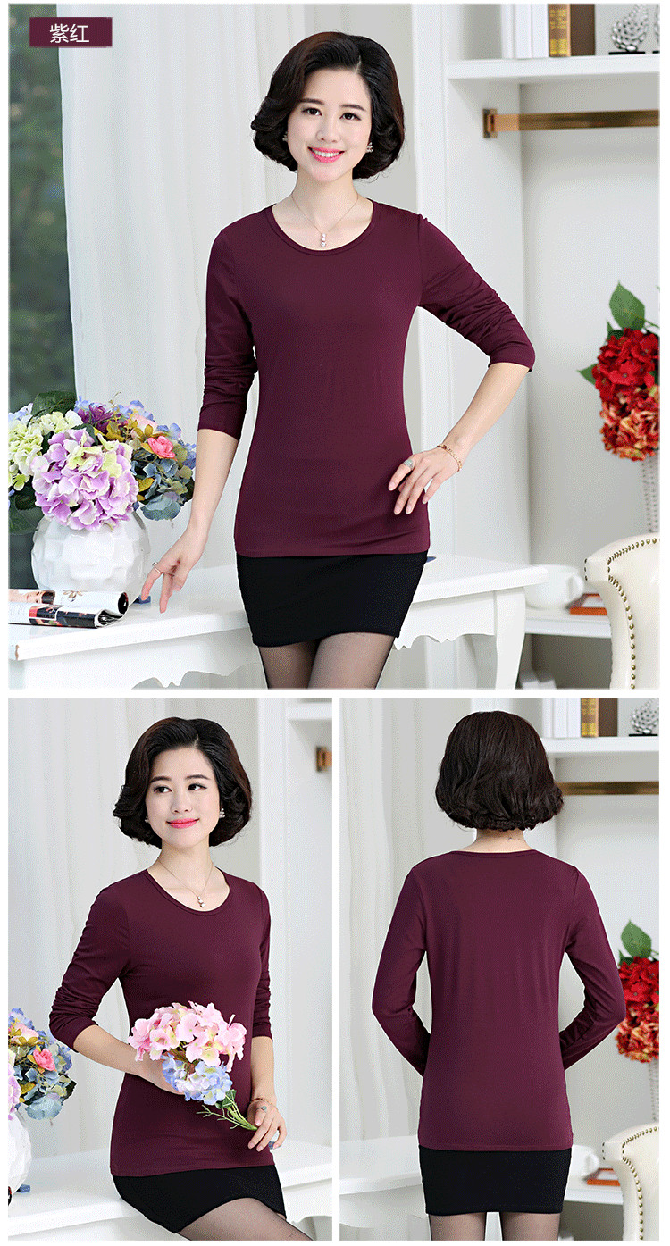 Áo trung niên và tuổi trung thu mới Áo thun cotton dài tay XL cho mẹ chất liệu áo sơ mi nữ mỏng mẫu thời trang áo sơ mi nữ tuổi 50