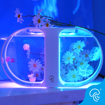 Double circle professional jellyfish tank desktop fish tank aquarium living Sea Moon Red Moon small jellyfish tank creative fish tank