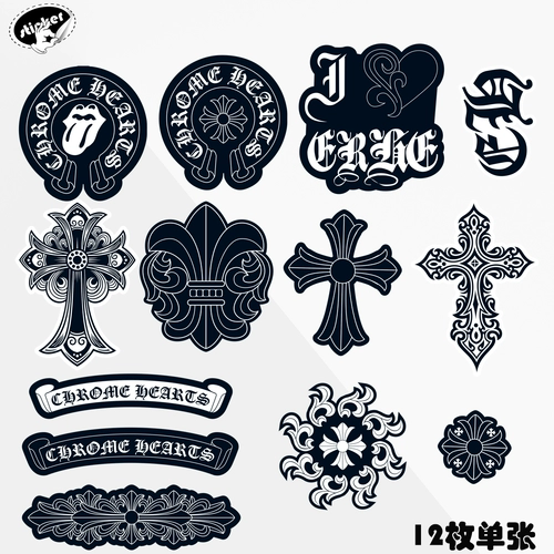 12 штук Cloto Heart Sticker Collection Tide Brand Brand Guitar Skateboarding Buggage Suitcase ChromeHearts Водонепроницаемые