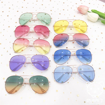 Japan and South Korea Harajuku color gradient Ocean Film soft girl sunglasses female retro Joker personality trend toad sunglasses