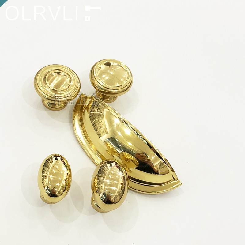 New Italian OLRVLI pure copper gold Nordic brass color cabinet door handle oval American kitchen handle