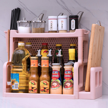 2-layer kitchen with seasoning material bottle storage rack landing 3 layers oil and salt sauce vinegar material storage rack seasoning box jar artifact