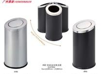  Thickened stainless steel trash can swing lid type large shopping mall half-cast trash can peel bucket Hong Kong-style soot bucket