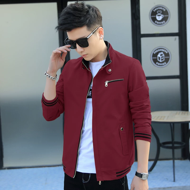 Demi-season denim cotton men's autumn jacket for leisure, Korean style