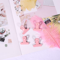Japanese Harajuku style retro pink female round tail clip metal long tail clip office receipt paper clip