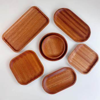 Japanese beech round solid wood tray ebony tray photo props oval tray rectangular tray round