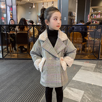 Girls  wool coat padded autumn and winter cotton new childrens Korean version of the foreign style thickened fashionable big boy coat