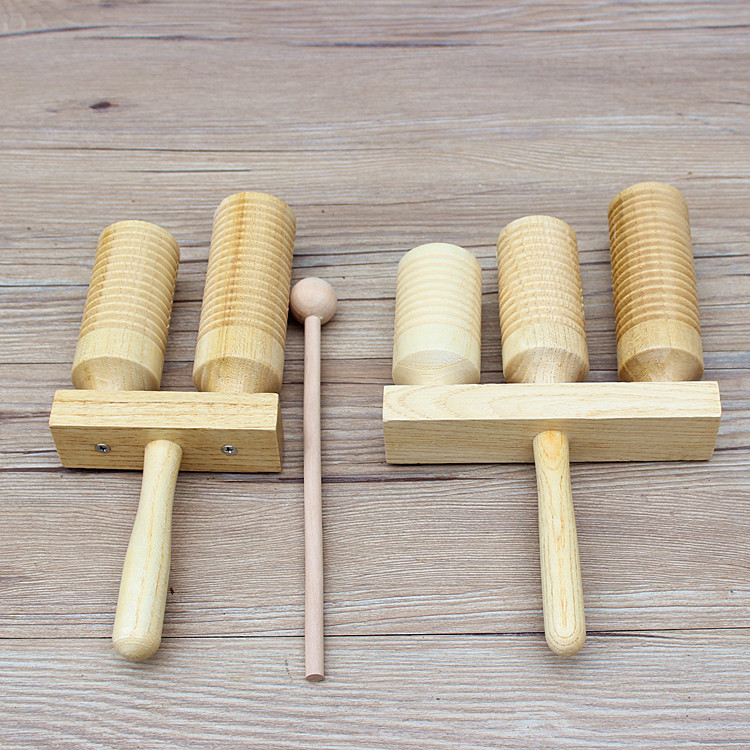 Olf percussion instrument for high and low - level children Olf - percussion tool kindergarten early teaching toy wooden threaded double ringing cylinder