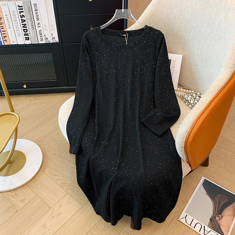 Plus Size Women's Clothing Spring and Autumn 2026 New Style 150kg Loose Slimming Dress 240 Fat mm Mid-Length Base Dress Plus Size Women's Clothing Spring and Autumn 2026 New Style 150kg Loose Slimming Dress 240 Fat mm Mid-Length Base Dress