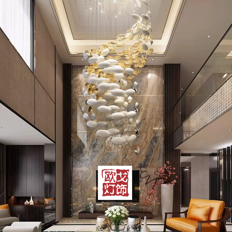Chandelier for Mezzanine Floor in Duplex Building, Staircase Decoration Designer Pendant Light, Large Hotel Lobby Engineering Lighting Fixtures