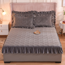 Crystal short velvet single-product pillowcase bedspread non-slip fixed full-bag thick dust cover mattress protective cover Cotton