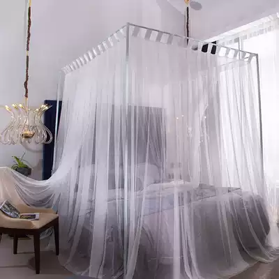 Pure White Court alone mosquito net household 1 8m bed 1 5 grain 2 bracket height 1 2 meters floor three doors