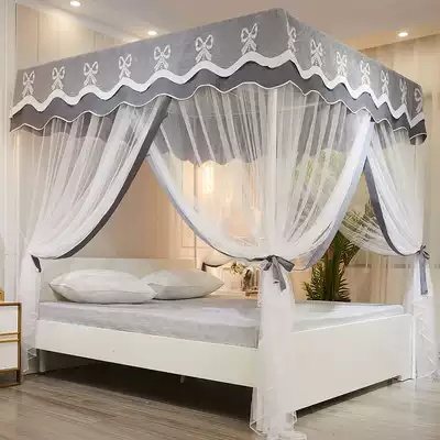 Hipster ins dustproof top three door Palace mosquito net floor flat stainless steel yarn 1 8 double 2 0 bed mantle
