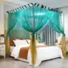 ins Hanging four-column court mosquito net gradient cartoon 1 2 three-door princess wind 1 8m double old-fashioned wear rod