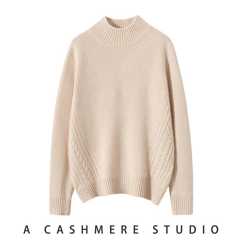 2024 Winter New Cashmere Sweater for Women, Half-Turtleneck, Thick Pullover, Loose and Versatile Knit Base Sweater 2024 Winter New Cashmere Sweater for Women, Half-Turtleneck, Thick Pullover, Loose and Versatile Knit Base Sweater