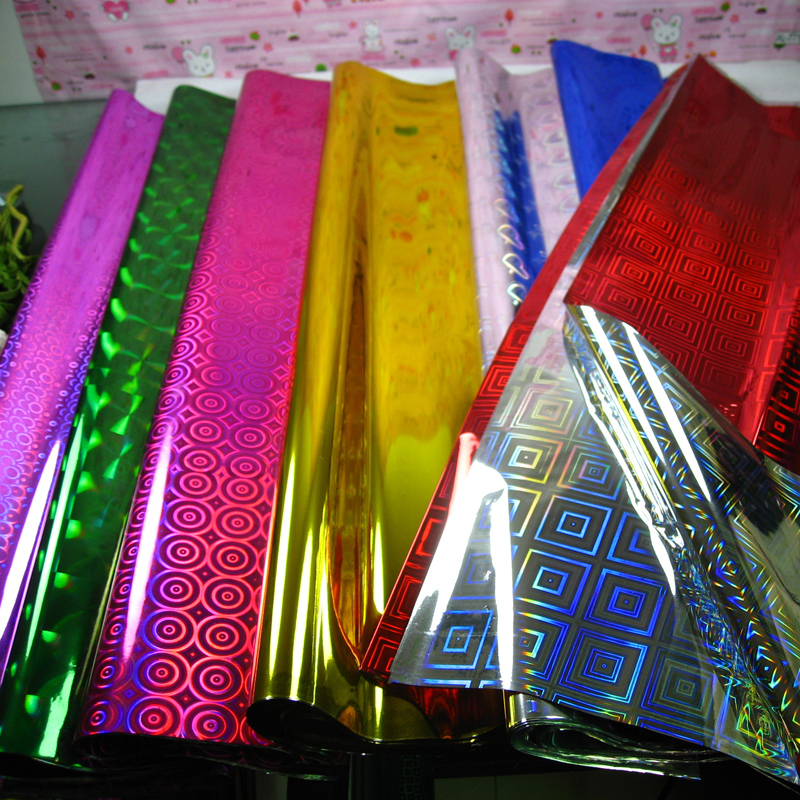 70 * 100cm colour plastic flash laser wrapping paper 50cm single-sided printed plastic cloth handmade holiday gift