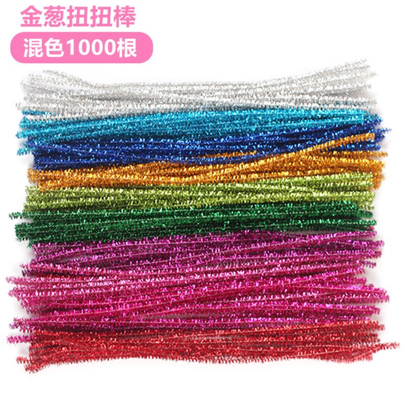 30cm * 6mm coarse gold shallot twist stick gold silk shiny hair root color hairbrush strip children handmade work material decoration