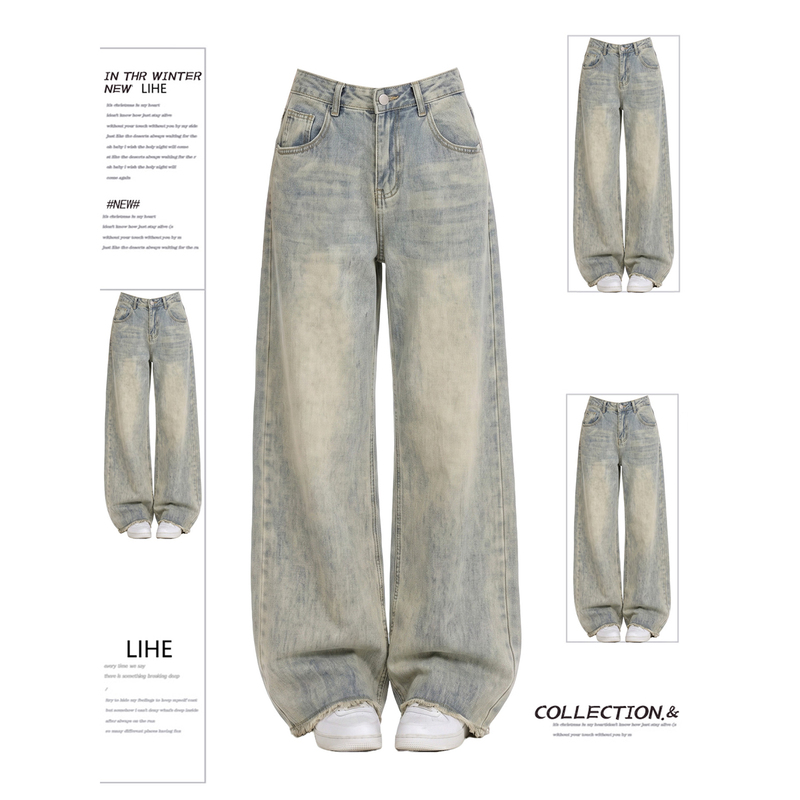 Plus-Size Vintage Wide-Leg Jeans for Women, Autumn 2026 New Style Long Pants, Flattering Straight-Leg Pants for Pear-Shaped Body Types Plus-Size Vintage Wide-Leg Jeans for Women, Autumn 2026 New Style Long Pants, Flattering Straight-Leg Pants for Pear-Shaped Body Types