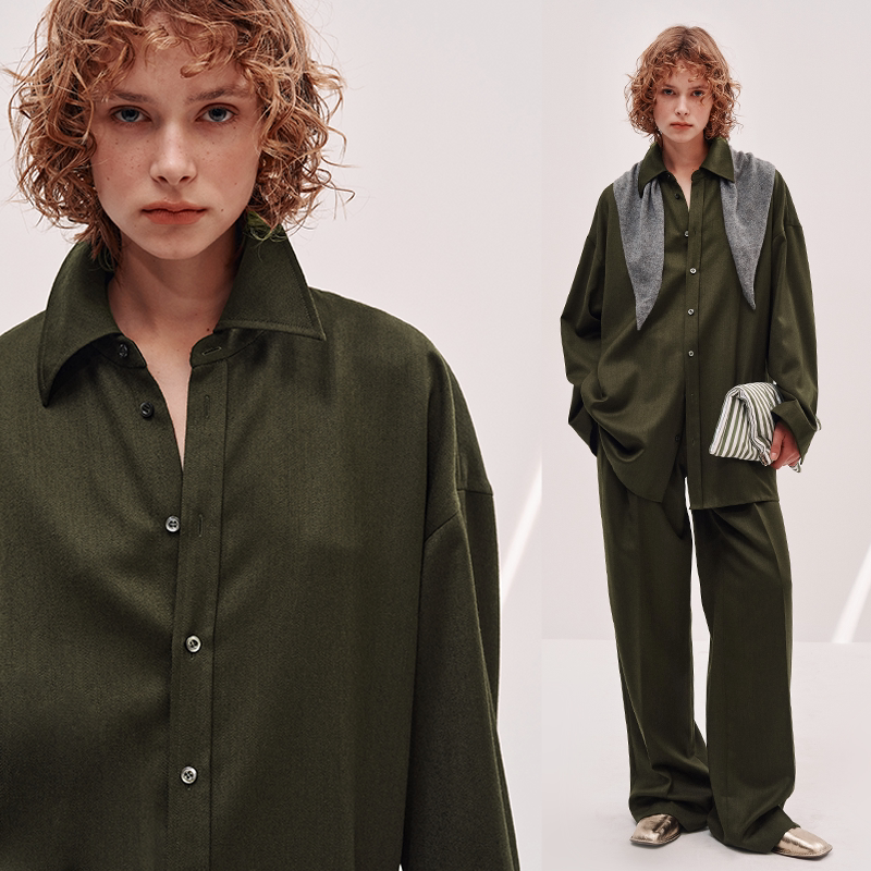 Yasako/ "Night Manhattan" Italian Imported Turtle-Back Textured Shirt Jacket/Casual Trousers