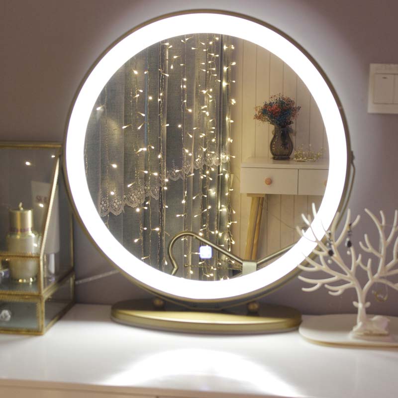 Makeup Mirror Desktop LED Light Make-up Light Makeup Mirror Desktop Large Number Net Red Mirror Beauty Cosmetic Mirror With Lamp Ins Wind Shine
