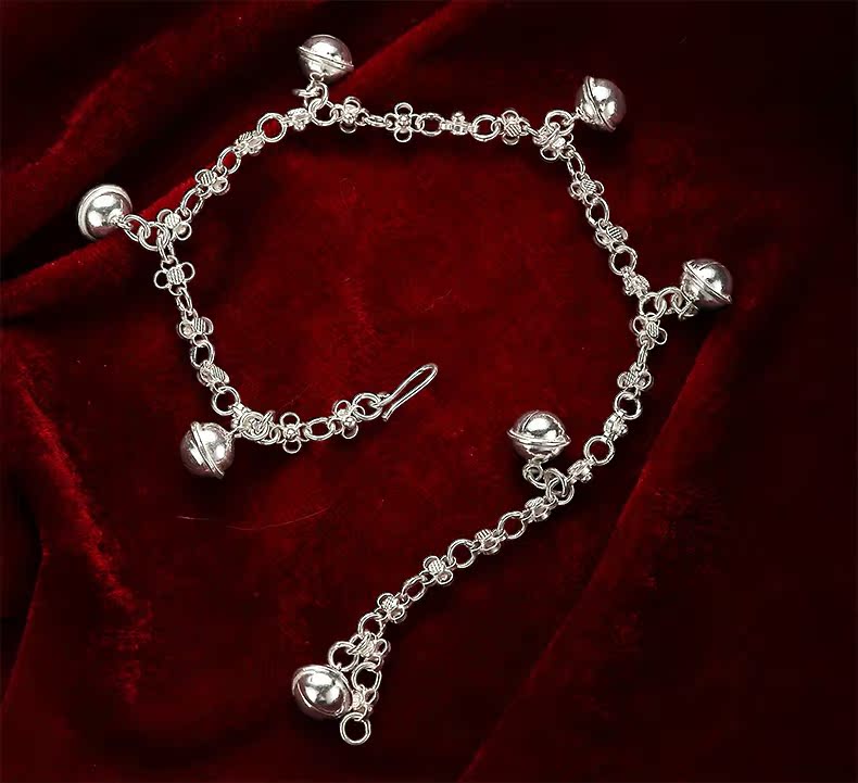 Trang sức ban đầu ank ank 风 手工 丝丝 四叶草 99 sterling sterling có giấy chứng nhận lắc chân nữ bạc ta