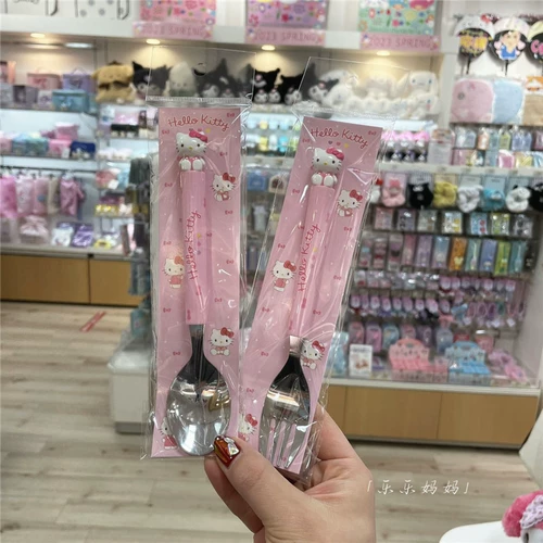 Sanrio, японская детская посуда из нержавеющей стали, вилка, ложка, (в наличии на складе)