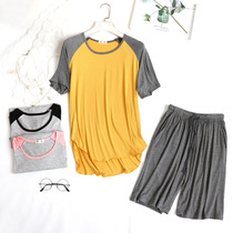 Lady summer thin pajamas Model Shortshoulder Five-Scale pants home dress simple leisure outwear