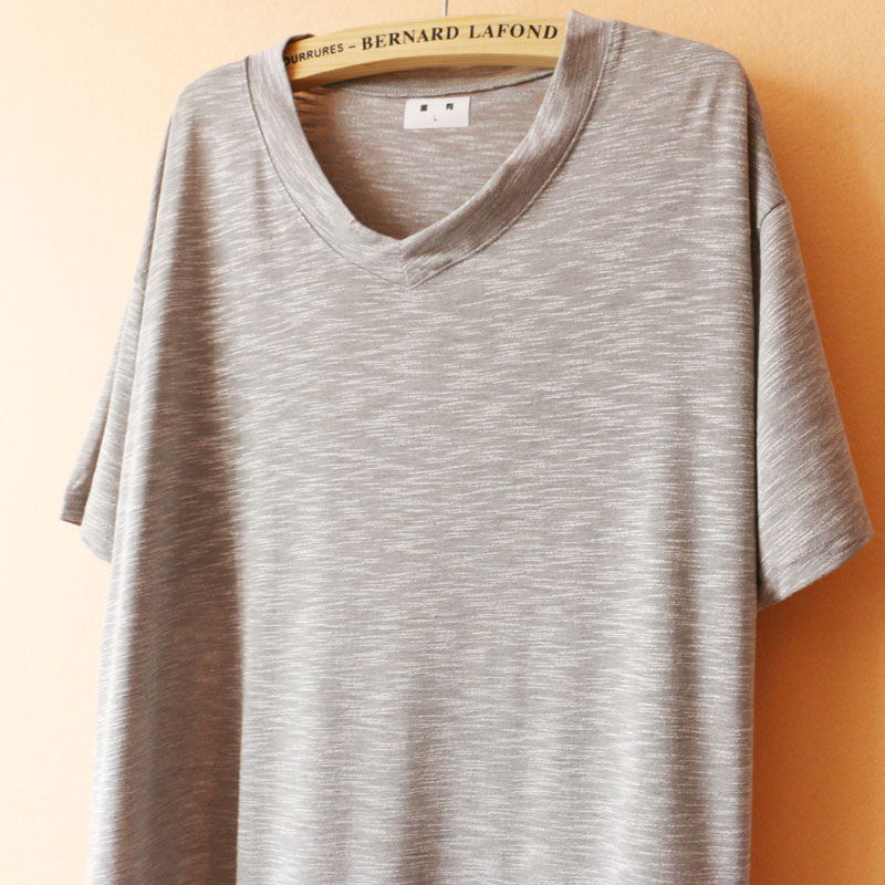 Có thể được đeo bên ngoài mùa hè nam tre bông V-Cổ ngắn tay T-Shirt lỏng thể thao giản dị đồ ngủ nhà dịch vụ áo sơ mi đồ bộ nam mặc nhà
