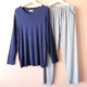 Có thể mặc áo thun cotton nam cổ chữ V dài tay áo ngủ dài quần mỏng thể thao giản dị đồ ngủ phù hợp với dịch vụ gia đình các kiểu đồ bộ may đẹp