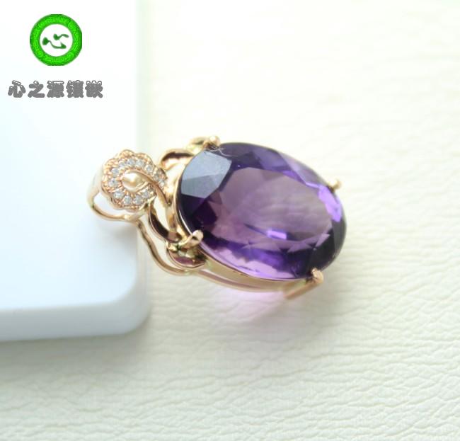(Xing Family Workshop) Emerald Purple Crystal Pendant Personality Custom K Gold Inlays 100768