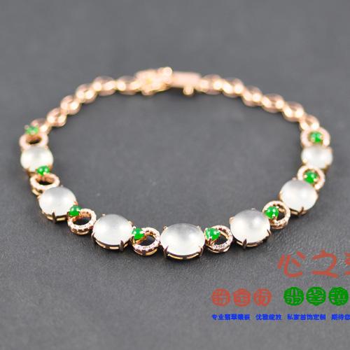 (Xing Family Workshop) Emerald Egg Noodle Handmade Personality Customized K Gold Inlaid Section 9727