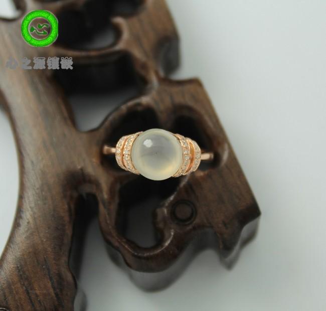 (Xing Family Workshop) Emerald Egg Noodle Ring Personality Custom K Gold Inlays 101109