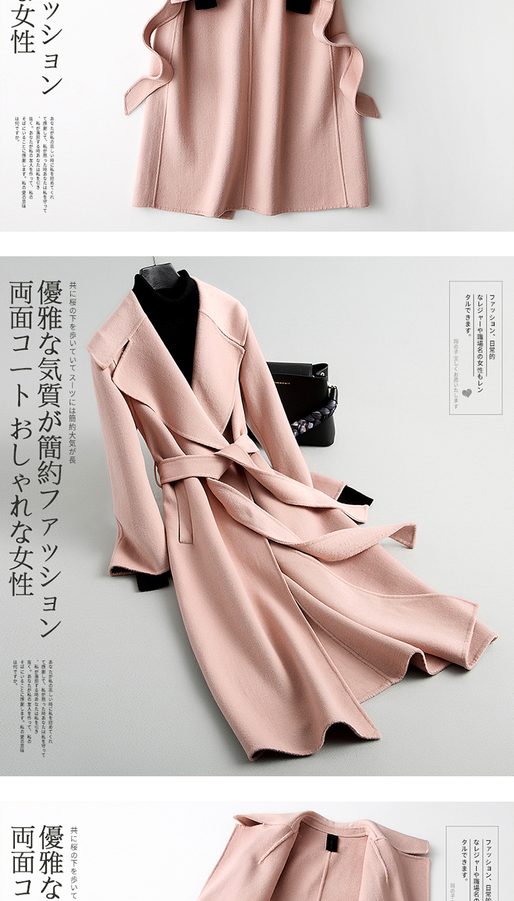 Mùa thu đông 2018 của phụ nữ mới phiên bản áo len cashmere hai mặt của Hàn Quốc với áo khoác dài bằng len lông cừu lớn áo hoodie nữ cute