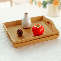 Creative wooden home rectangular anti-leakage tray water glass woody with ear plate hotel restaurant end dish tray