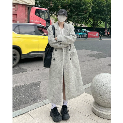 Демисезонное длинное шерстяное пальто, небольшая куртка, подходит для подростков, увеличенная толщина