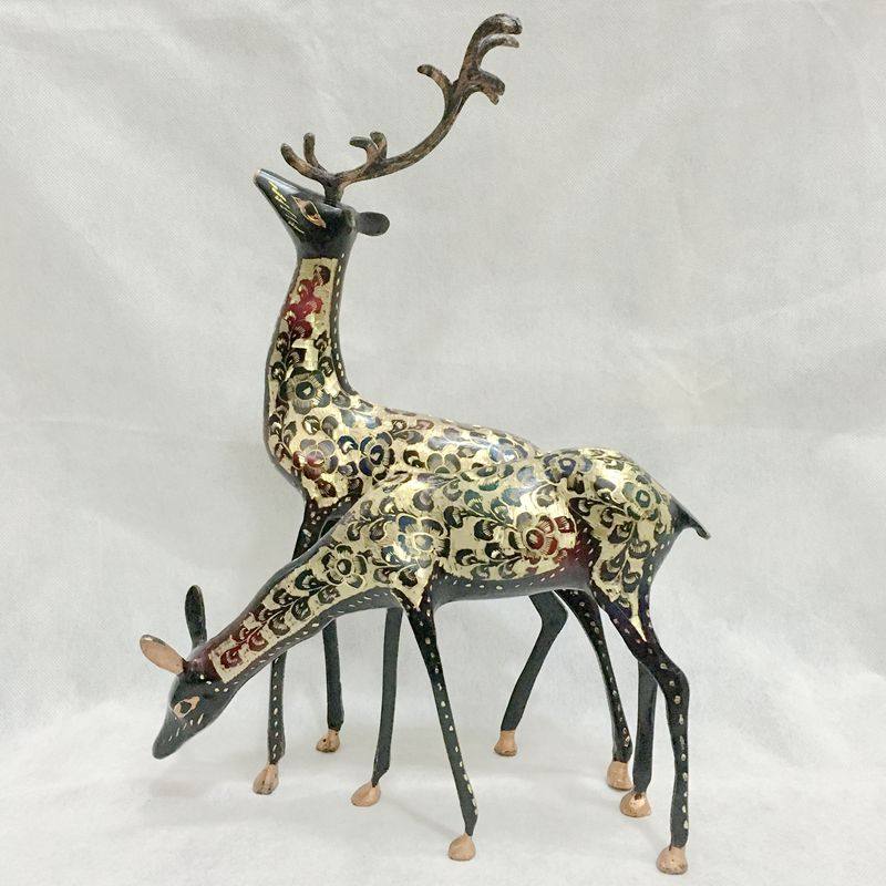 16 inch pair deer sika deer pure copper ornaments pure handmade home wedding gifts Pakistan bronze ware