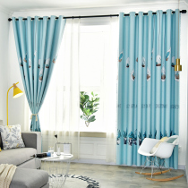 2021 popular new sunscreen heat insulation shading cloth Nordic simple curtains Bedroom bay window 100 full shading cloth